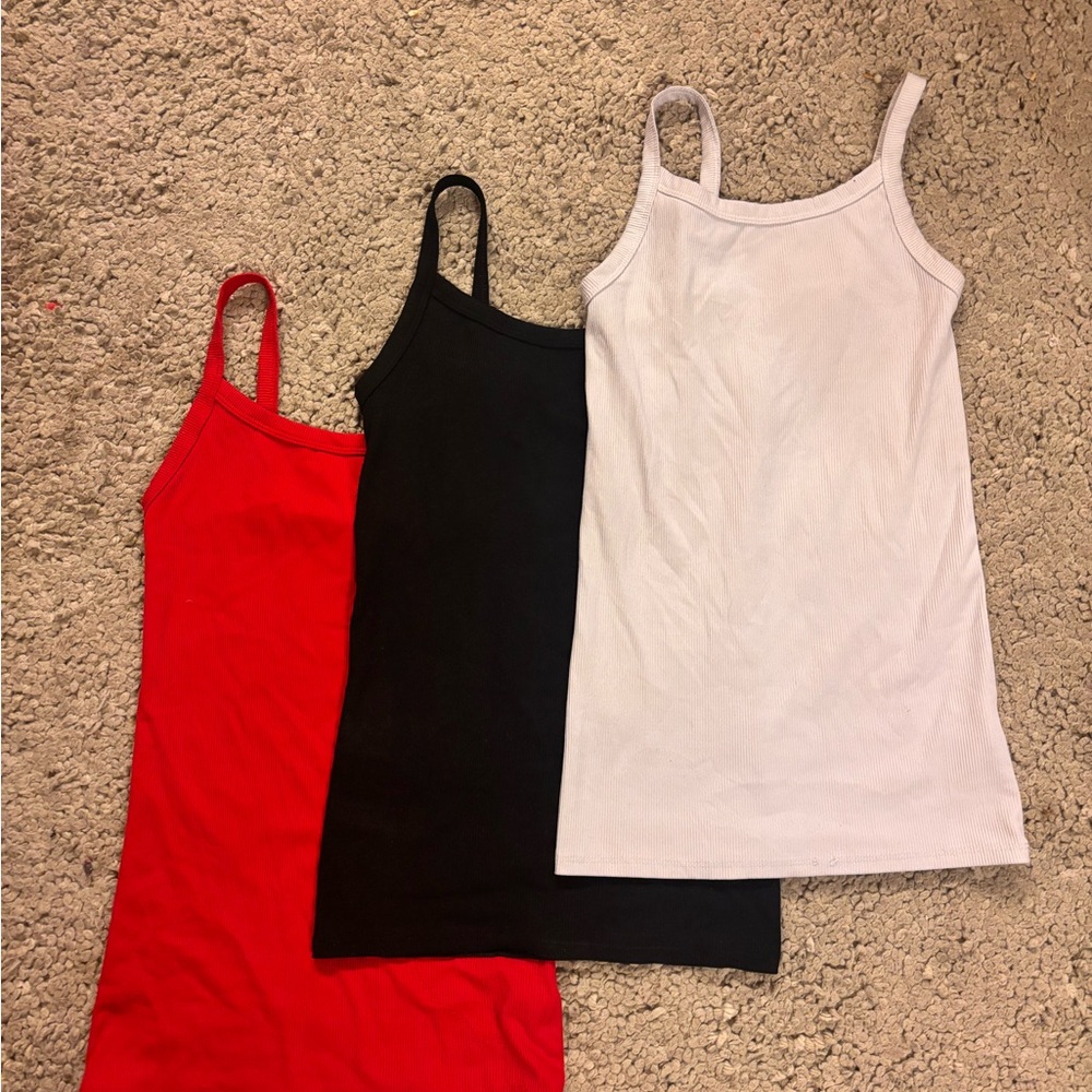 No Boundaries Women's Tank Tops - Red, Black, White (3 Pack)